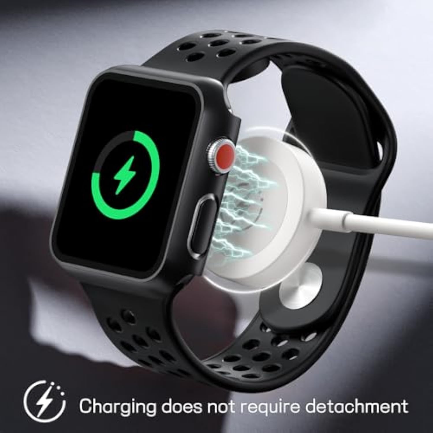 2-Pack Apple Watch Case with Tempered Glass Screen Protector 42mm Black