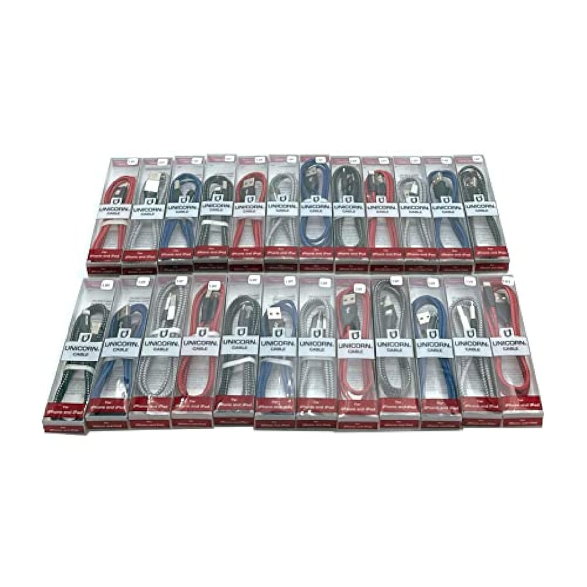 (50-Packs) Unicorn'S Supreme Usb Cables Compatible With Iphone Plug Charging Cable + Sync (3.3Ft/1M) Nylon Braided Wholesale Bulk Lot