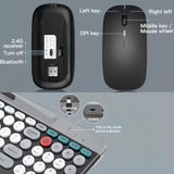 Wireless Keyboard And Mouse Combo With Phone Tablet Holder, Rechargeable Dual-Mode (Bluetooth 5.0 And 3.0 +2.4G) Multi-Device Silent Mouse For Windows, Ipad, Tablet, Macos,Ios,Android (White+Grey)