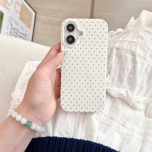 Aesthetic Polka Dot Retro Phone Case for iPhone 16 6.1",Vintage Trendy Unique Simple Pattern Design Elegant Chic Pretty Stylish Protective Girls