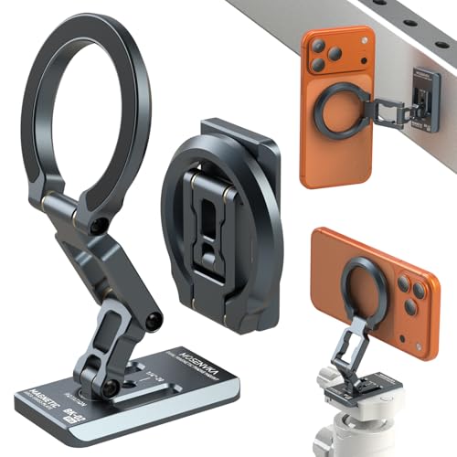Dual Magnetic Phone Holder Gym Magnetic Stand,Tripod Phone Mount (1/4'' Hole& ARCA-Swiss),Portable Phone Grip for iPhone