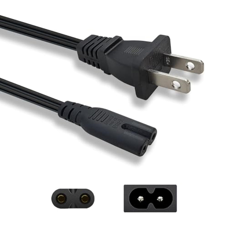 12Ft 2-Prong Power Cord - [Ul] Non-Polarized Nema1-15P To Iec-C7 - Replacement For Sony Playstation Ps5 Ps4 Slim Ps3 Xbox Series S X - Figure-8 Lg Samsung Tv Power Cable - 12-Feet
