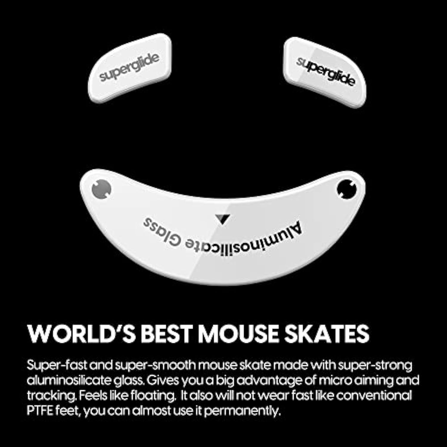 Superglide - Fastest And Smoothest Mouse Feet/Skates Made With Ultra Strong Flawless Glass Super Fast Smooth And Durable Sole For G-Wolves Hati-S Wireless