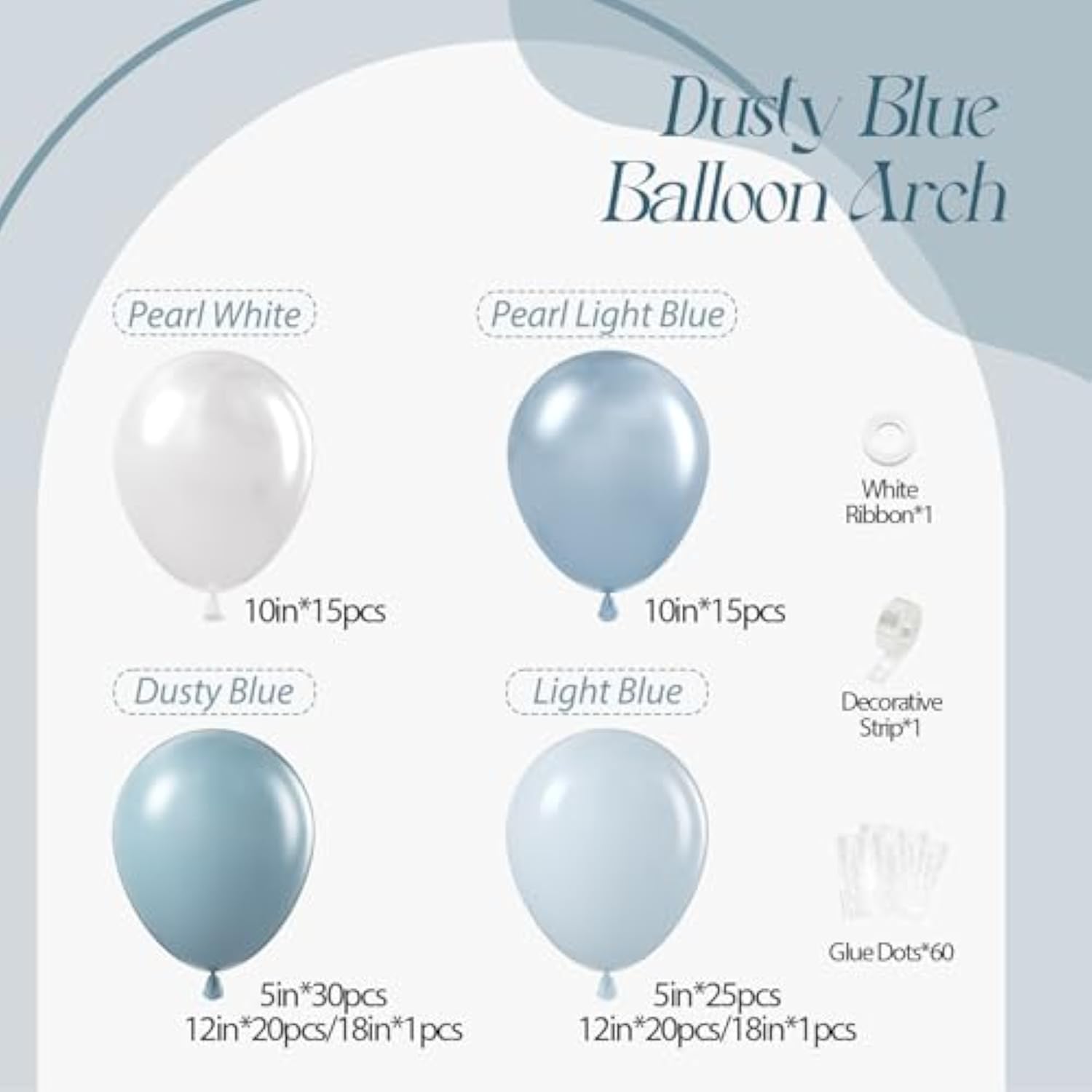 Dusty Blue Balloon Garland Kit: 130pcs Party Decor