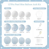 Blue Balloon Arch Kit, 127Pcs Double Stuffed Balloon Arch Garland Kit Include Pearl Blue Macaron Light Blue White Clear Balloons For Bridal Shower Baby Shower Birthday Wedding Decorations
