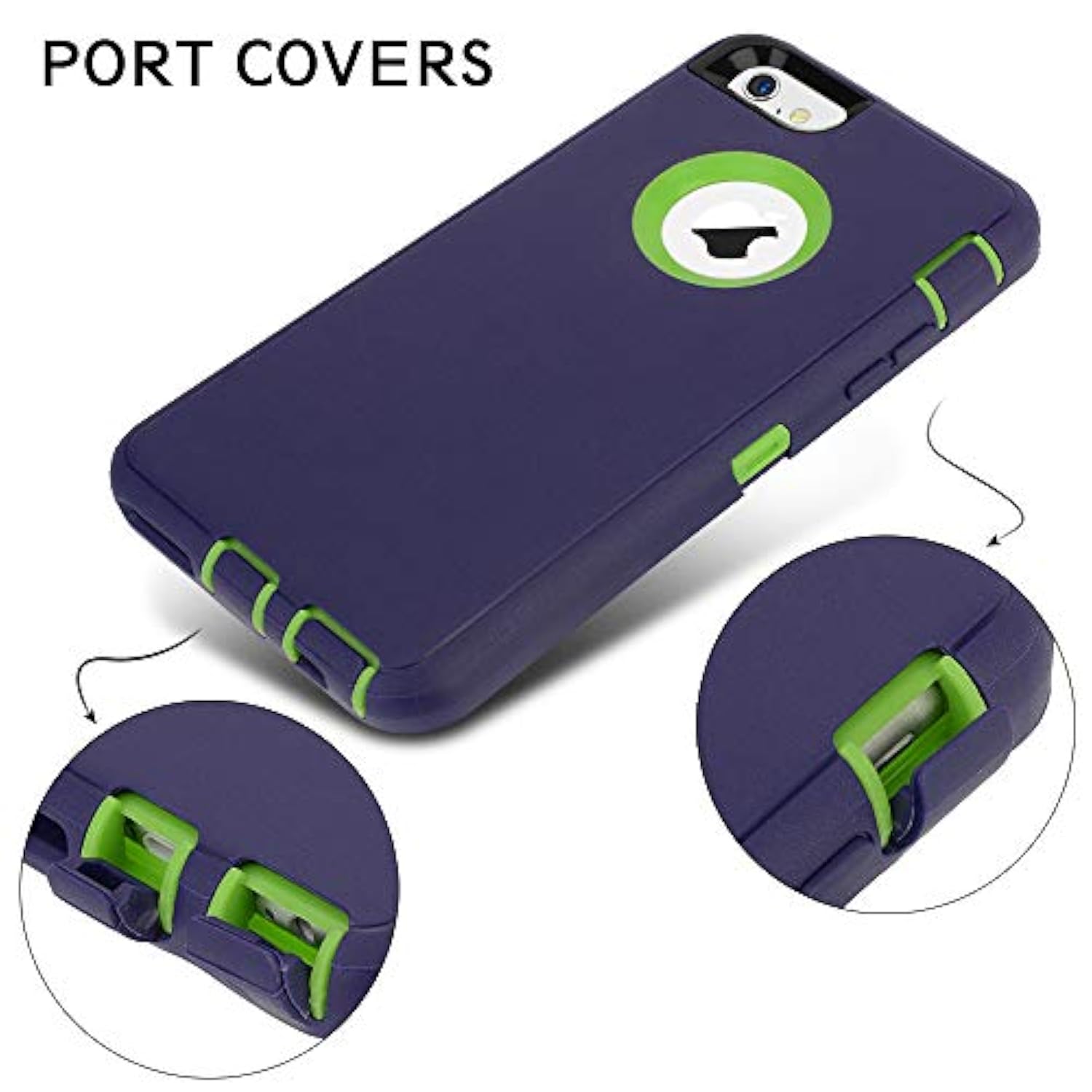For Iphone 6 Case, For Iphone 6S Case, Heavy Duty Shockproof Series Case With Built-In Screen Protector Compatible With All Us Carriers - Navy/Lime