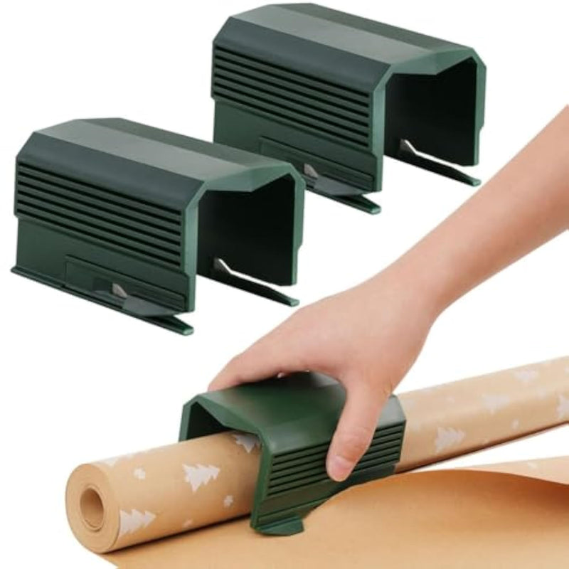 2Pc Wrapping Paper Cutter Christmas Paper Roll Cutters Paper Cutter Slider Tool Set Christmas Gift Packing Wrapping Cutting Supplies For Crafting Birthday Gifts Wrap Rolls (2Pc Army Green)