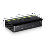 8-Port Unmanaged 10/100 Mbps Greennet Ethernet Desktop Switch, Te100-S8, 1.6 Gbps Switching Capacity, Plastic Housing, Network Ethernet Switch, Plug & Play Black