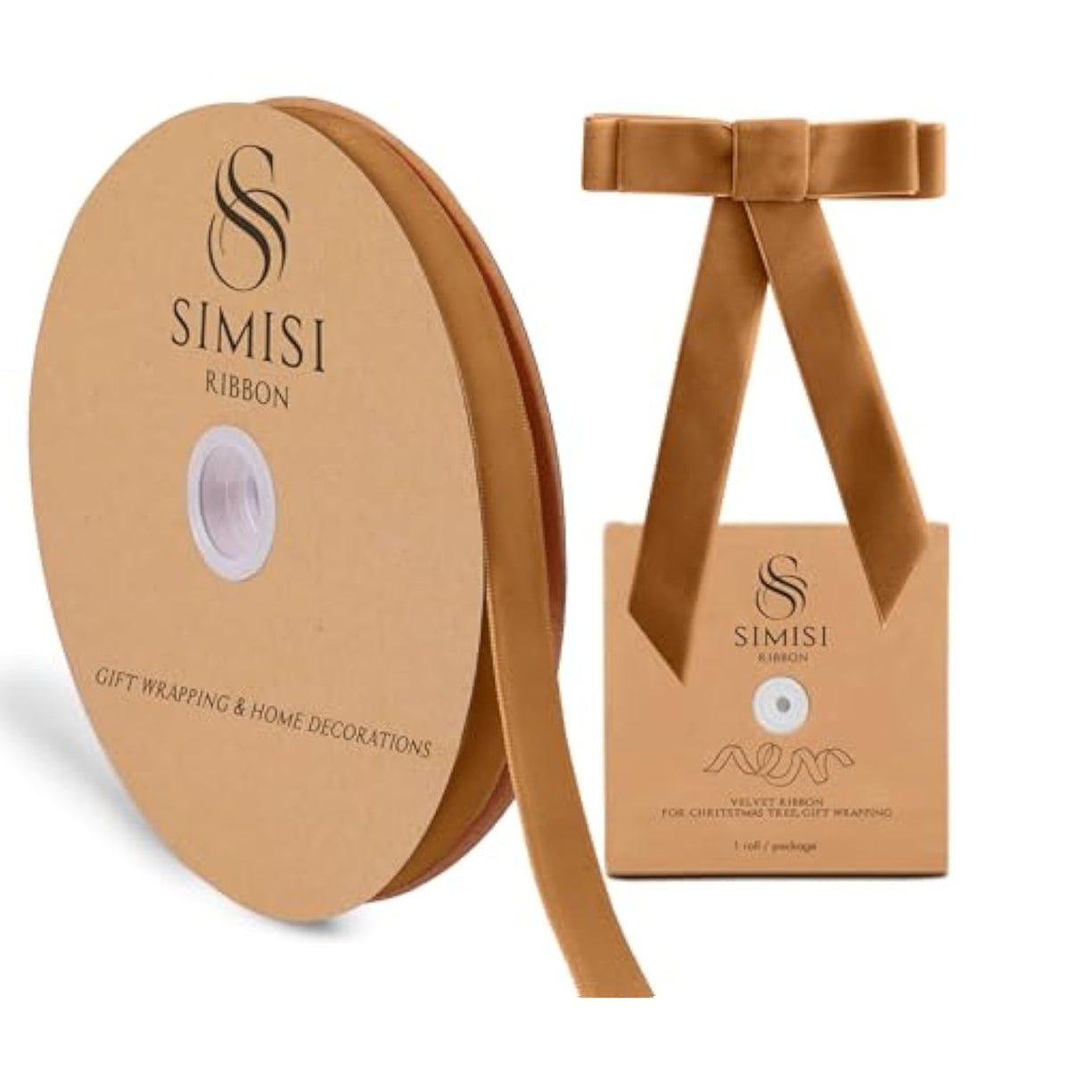 Copper Velvet Ribbon 5/8'' 25 Yards For Christmas Tree, Gift Wrapping, Flower Bouquet, Wreath Decorations, Bow Making