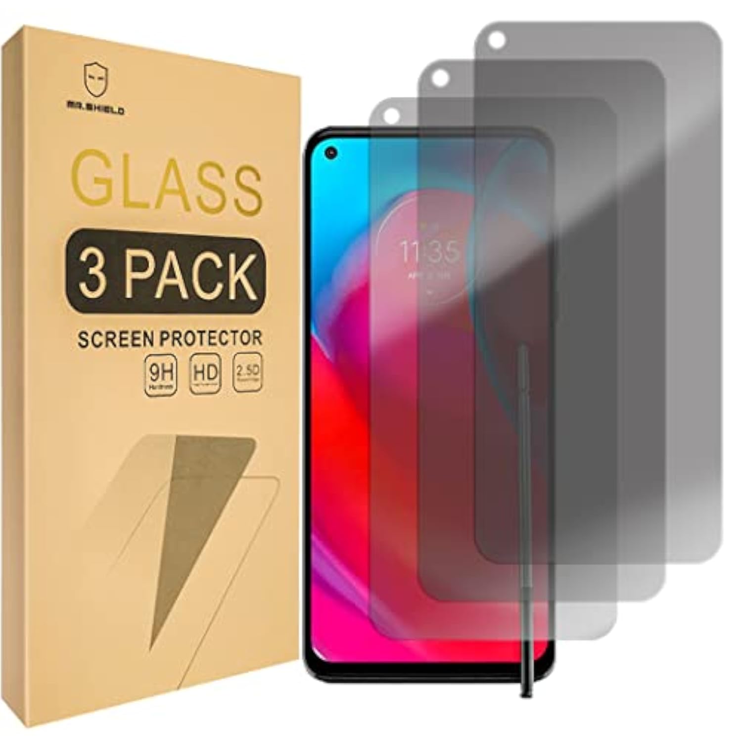 [3-Pack] Privacy Screen Protector Compatible With Motorola Moto G Stylus (2021) / Moto G Stylus 5G [Tempered Glass] [Anti Spy] Screen Protector With Replacement