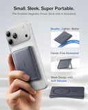 Picogo Power Bank, Smallest Qi2 Certified 15W MagSafe Portable Charger, 0.5" Ultra Slim 5000mAh Magnetic Battery Pack with Stand, Alloy Wireless
