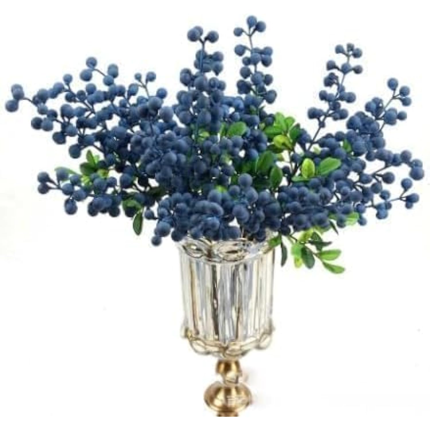 Artificial Blueberry Stems With Berries, Blue Christmas Fruit Decor, Diy Floral Arrangement, Artificial Plants Flowers (White Pink)