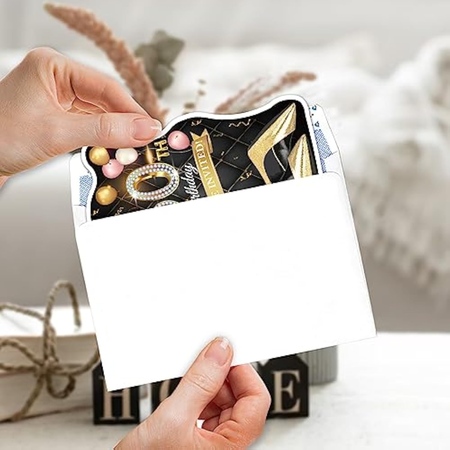 20 Pcs Pink Balloons & Black Golden High Heels Shaped Fill-In Invitations Cards With Envelopes, Funny 60Th Birthday Party Happy 60 Year Old Birthday Invites For Women Lady Wife Mom Adults