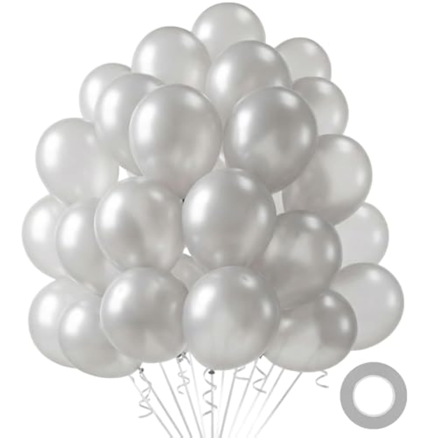 110Pcs Silver Balloons, Silver Latex Balloon For Birthday Baby Shower Graduation Engagement Anniversary Wedding Party Supplies Garland Arch Decoration,12 Inches