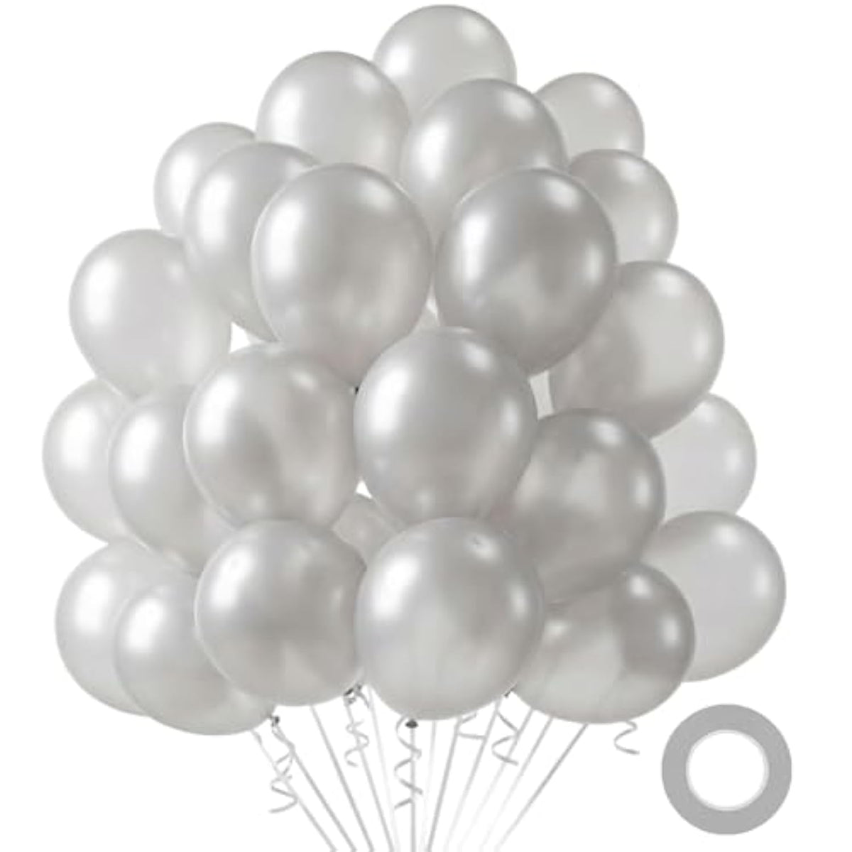 110Pcs Silver Balloons, Silver Latex Balloon For Birthday Baby Shower Graduation Engagement Anniversary Wedding Party Supplies Garland Arch Decoration,12 Inches