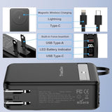 10000Mah Power Bank,5 In 1 Magnetic Portable Charger & Usb C Cable W/ Wall Plug Charger Blocks,Fast Charging Battery Charger For Magsafe For Iphone16/15/14/13/12, Andorid,Travel,Hunting Essentials