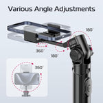 ULANZI MT-70 Extendable Tripod, 63" Selfie Stick Vlog Tripod Stand with 2 Phone Clips, 360 Rotate Dual Camera Tripod for iPhone, Sony, Canon, GoPro, Lightweight for Travel, Black