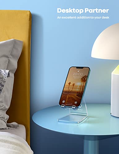 Cell Phone Stand, Desk Accessories - Clear Office Cell Phone Holder, Acrylic Phone Stand, Desktop, Acrylic Office Desk Accessories, Office Decor, Suitable For Iphone, 4-8'' Phone