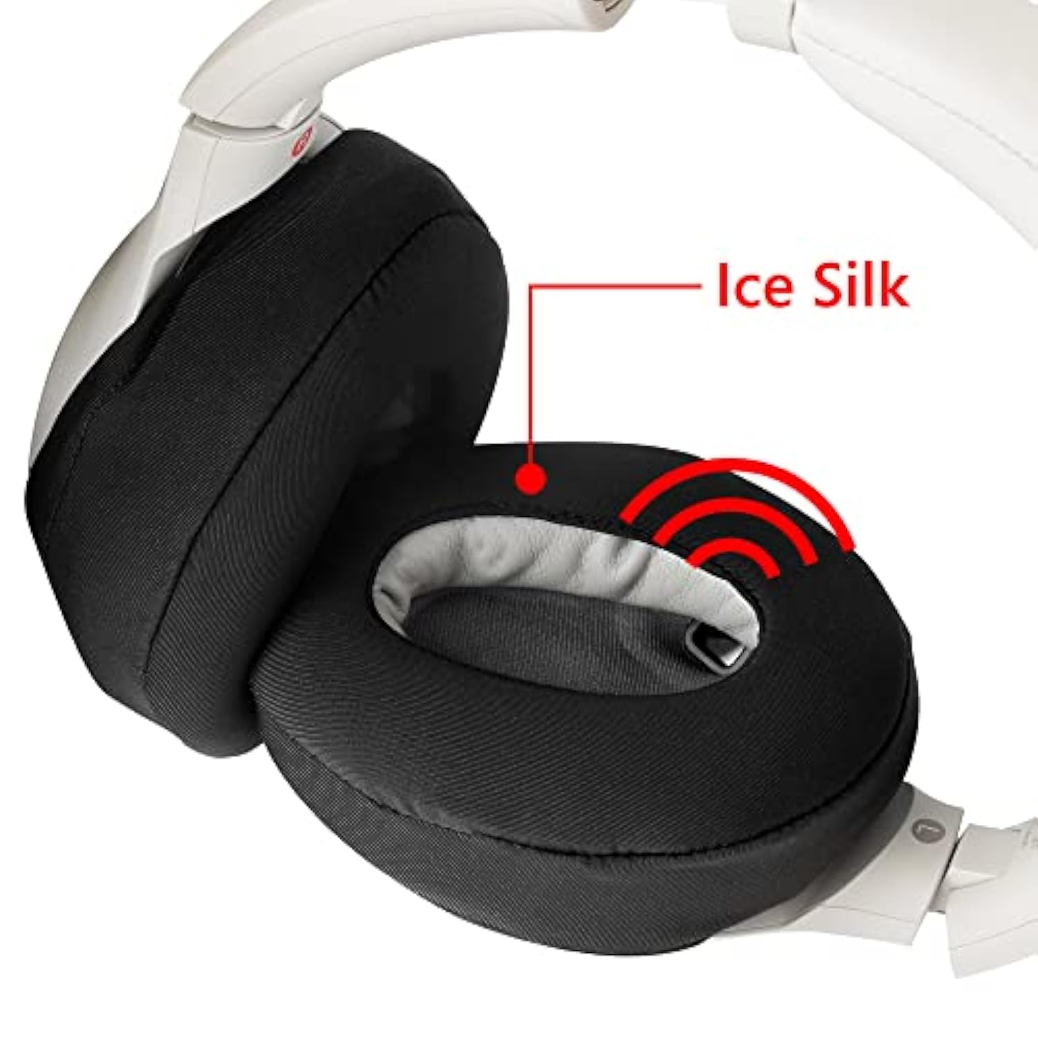 Geekria 2 Pairs Ice Silk Headphones Ear Covers, Washable & Stretchable Sanitary Earcup Protectors for Over-Ear Headsets, Sweat-Resistant (Size M/Black)