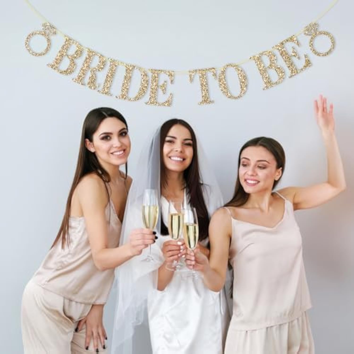 Pre-Strung Bride To Be Banner Gold Glitter Bachelorette Bridal Shower Wedding Decor