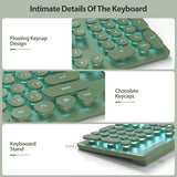 Typewriter Keyboard 104-Key Punk Gaming Retro Keyboard Led Ice Blue Backlit Cute Keyboards With Wired Usb Suitable For Pc/Win/Mac/Laptop Computer Keyboard(Dark Green)
