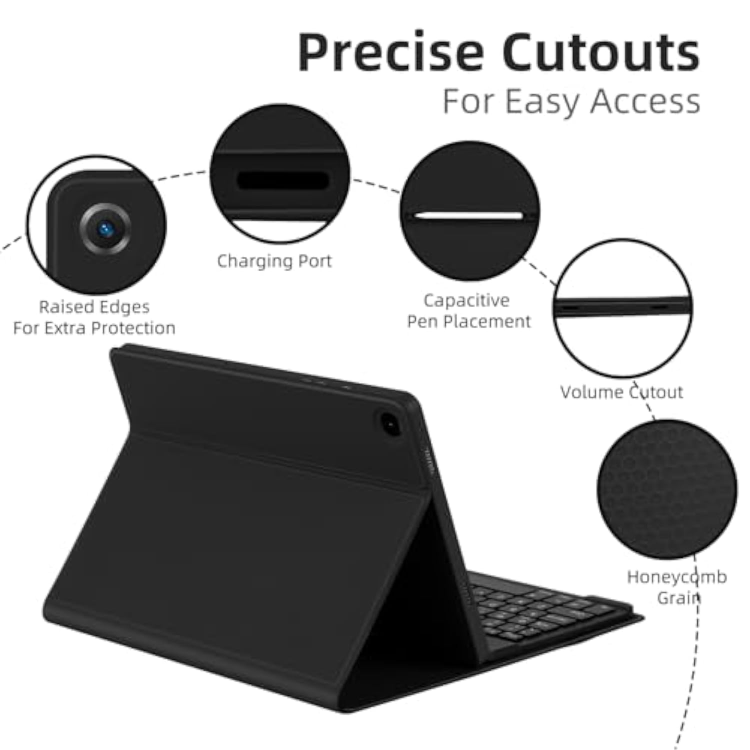 Case With Keyboard For Samsung Galaxy Tab A9 Plus 11 Inch (Smx210/X215/X216/X218),7 Color Rainbow Backlight Detachable Usbc Keyboard Magnetic Case With Pen Slot For Tablet A9+ 5G Black