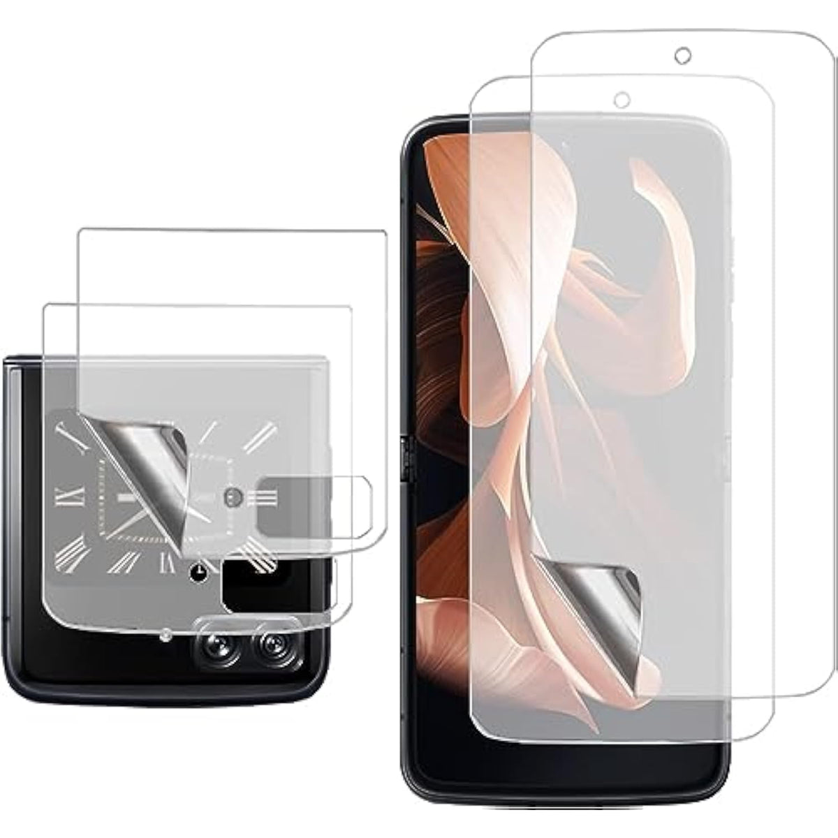 (2 Sets 4 Pack) Matte Screen Protector For Motorola Razr Plus 2024,2 Pack Inner + 2 Pack Outer Screen Protector Soft Tpu Film For Motorola Moto Razr+ 2024