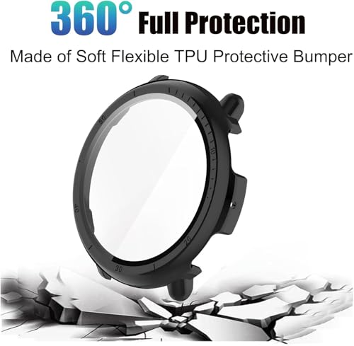 Active 2 Screen Protector Case Compatible with Amazfit Active 2 Smart Watch 44mm, Ultra-Thin Hard PC Protective Cover Slim for Tempered Glass for