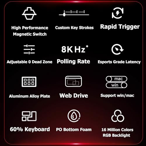 x FGG MADLIONS MAD 60 HE RGB 60% Wired Magnetic Switch Mechanical Gaming Keyboard with Adjustable Actuation, 8000 Hz Polling Rate, Rapid Trigger