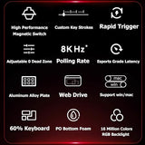 x FGG MADLIONS MAD 60 HE RGB 60% Wired Magnetic Switch Mechanical Gaming Keyboard with Adjustable Actuation, 8000 Hz Polling Rate, Rapid Trigger