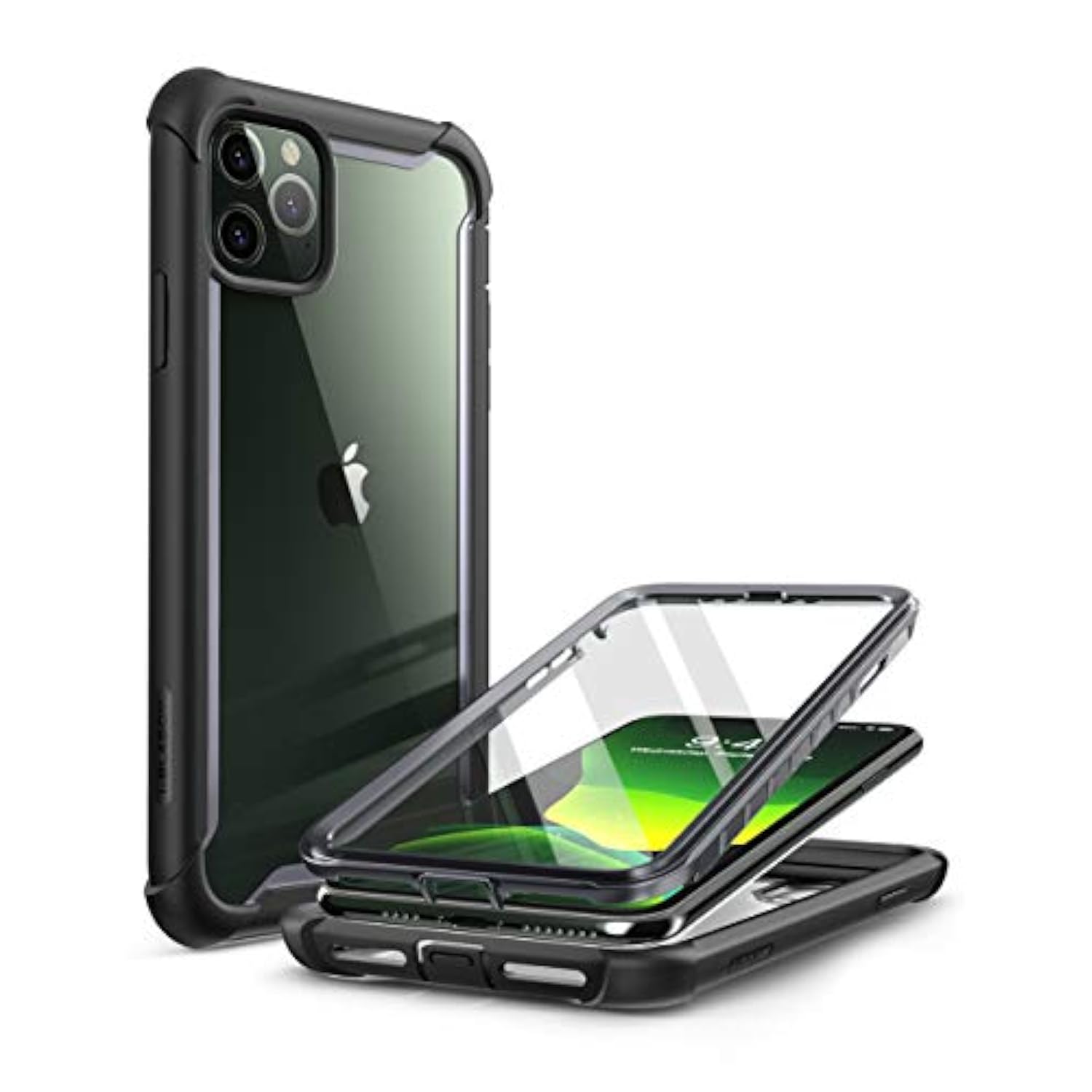 i-Blason Ares Case for iPhone 11 Pro Max 2019 Release, Dual Layer Rugged Clear Bumper Case with Built-in Screen Protector (Black)