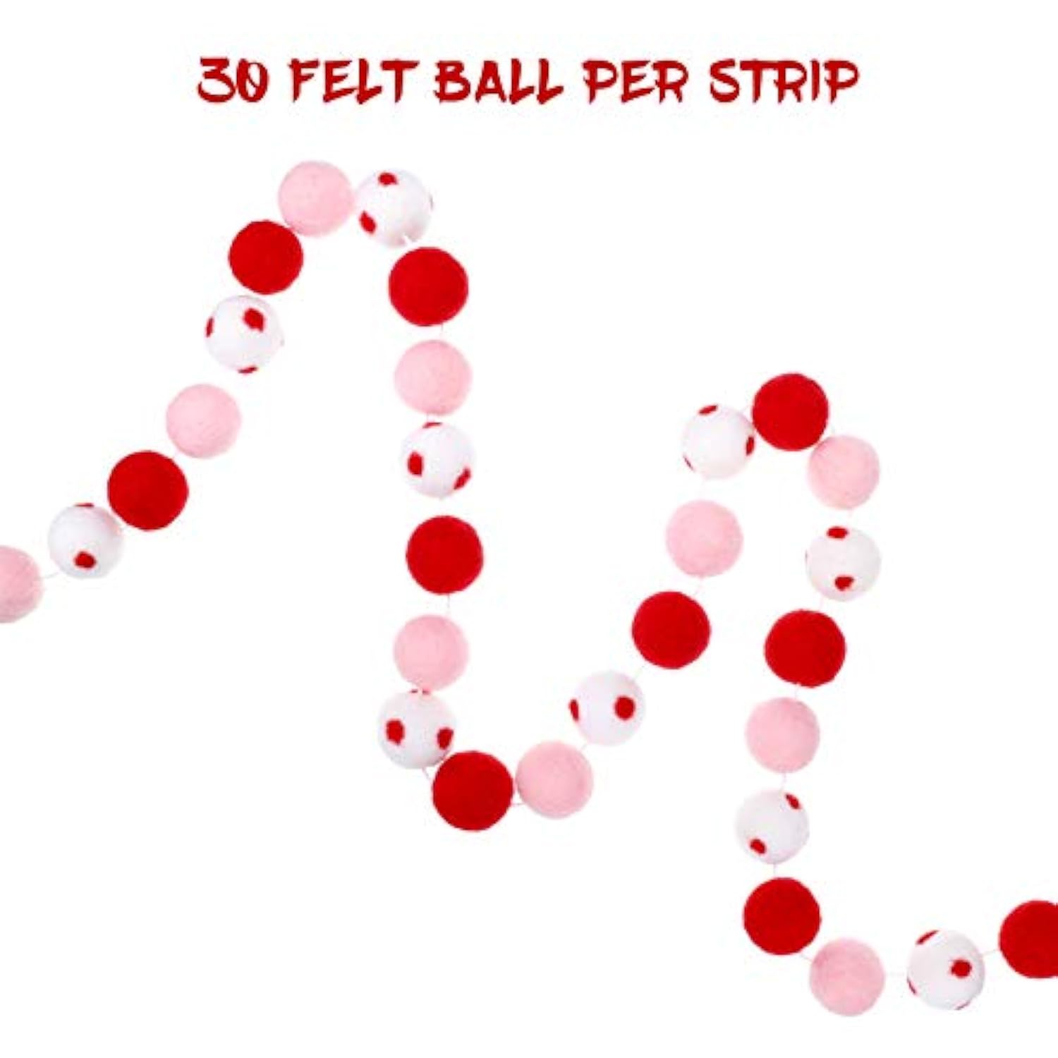 2 Pieces Valentine'S Day Felt Ball Garland Valentines Decorations Set