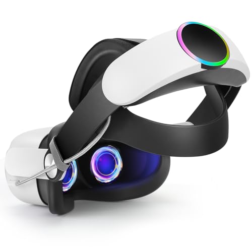 Head Strap With Battery For Oculus Quest 2, 10000Mah Fast Charging Battery Pack Extend 8H Playtime, Adjustable Elite Strap Replacement With Rgb Light Enhanced Comfort Support & Balance In Vr