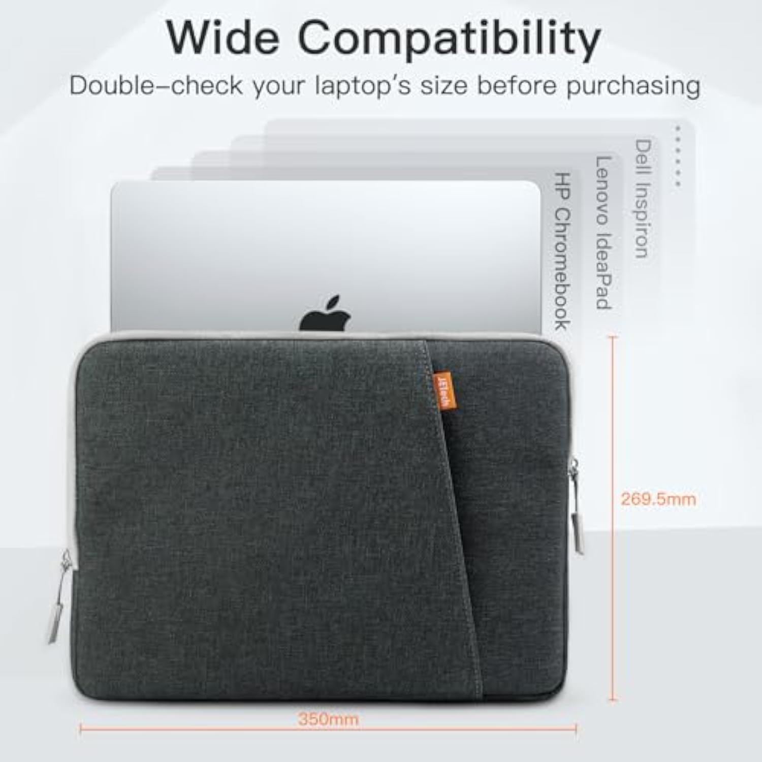 JETech Laptop Sleeve for 14-Inch MacBook Air/Pro, MacBook Pro M4 / M3 / M2 / M1 2021-2024, Waterproof Bag Case with Pocket, Compatible with 14 Inch Notebook (Dark Grey)