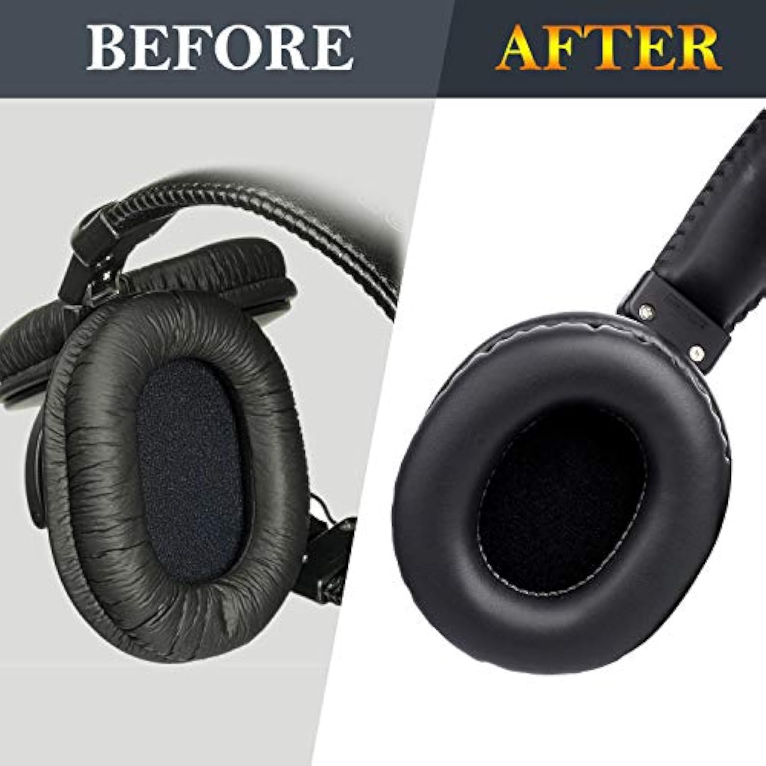 Replacement Earpads For Sony Mdr-7506 Mdr-V6 Mdr-V7 Mdr-Cd900St Monitor Headphones, Ear Pads Cushions With Softer Protein Leather, High-Density Foam - Black