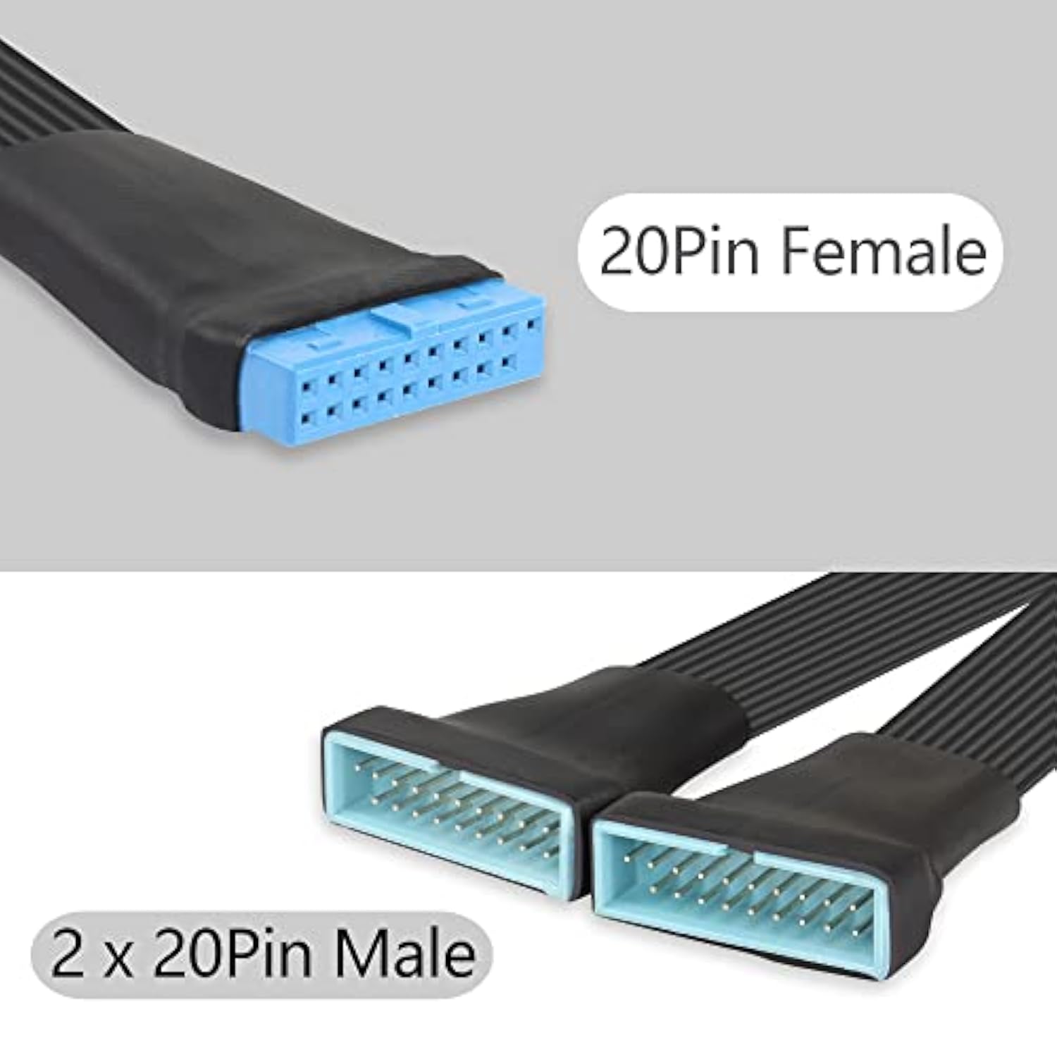 Usb 3.0 Header Extension Cable 1Ft 19/20 Pin 1 To 2 Y Splitter Internal Extens