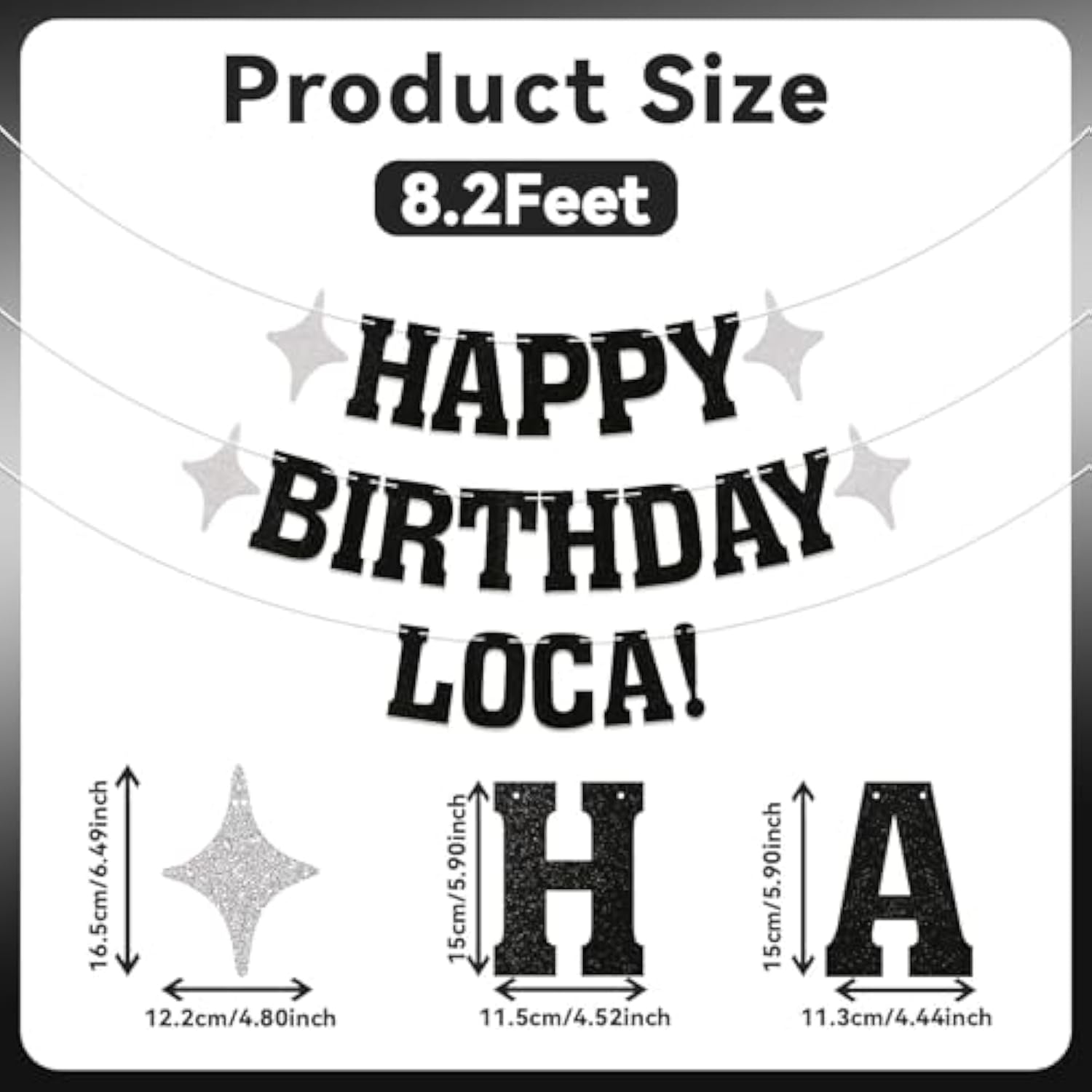 Happy Birthday Loca Banner Black Glitter Vampire Theme Funny Party Decor