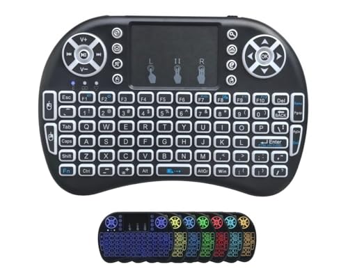 2.4G Wireless Mini Keyboard With Upgraded 7 Colors Backlight Memory, Touchpad Mouse, Usb Receiver Remote Control For Android Tv Box, Windows Pc, Smart Tv, Pad, Mac, Linux:I8-7C