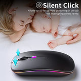 Wireless Bluetooth Mouse Rechargeable, Silent, Dual Mode (Bluetooth 5.2 & Usb) With Led Lights Portable For Laptop, Desktop, & Tablet(Black)