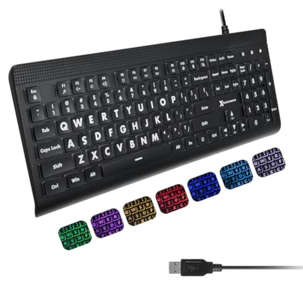 Backlit Large Print Keyboard - Easy To See Oversized Letters - Usb ...