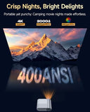 Mini Projector With Wifi And Bluetooth, 400 Ansi Portable Mini Projectors For Iphone, Native 1080P 4K Support Home Theater For Outdoor, 200 Display For Smartphone/Hdmi/Usb/Tv Stick
