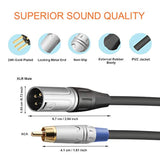 2 Rca To Xlr Male Y Splitter Cable, Unbalanced Dual Rca Male To 1 Xlr Splitter Duplicator Lead Y-Cable Adapter - 3.3 Feet