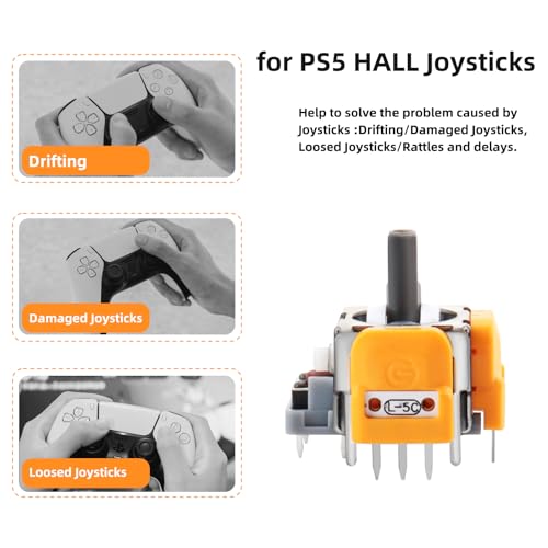 8Pcs Hall Effect Joysticks Replacement for DualSense PS5 Controller, 3D Analog Sticks Sensor Module for Playstation 5 Repair Accessories