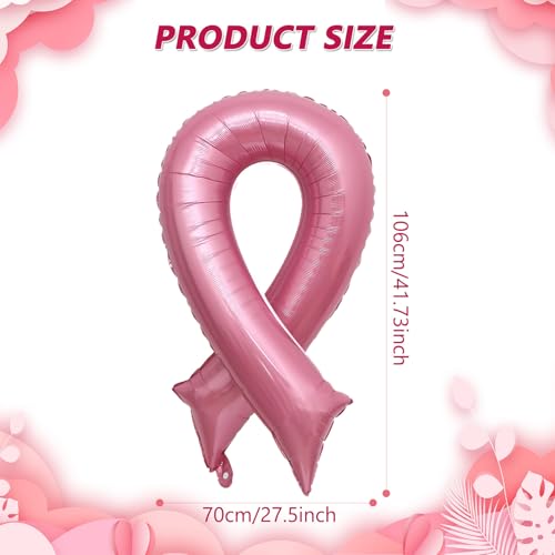 Breast Cancer Awareness Balloons 42" Pink Ribbon Foil Balloons, Fight Awareness Cheer Balloons, Hospital Nurse Day Party Decoration Balloons Accessories Campaign Support 4Pcs