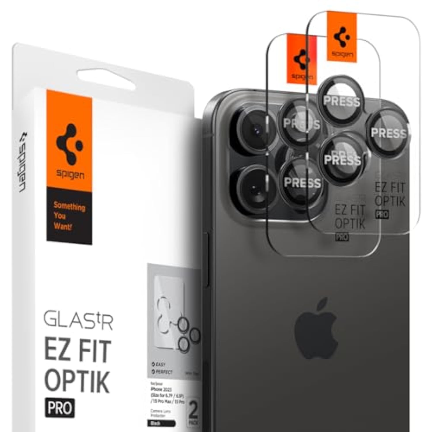 Spigen Camera Lens Screen Protector [GlasTR EZ Fit Optik Pro] Designed for iPhone 14 Pro Max/iPhone 14 Pro [Case Friendly] - Black [2 Pack]