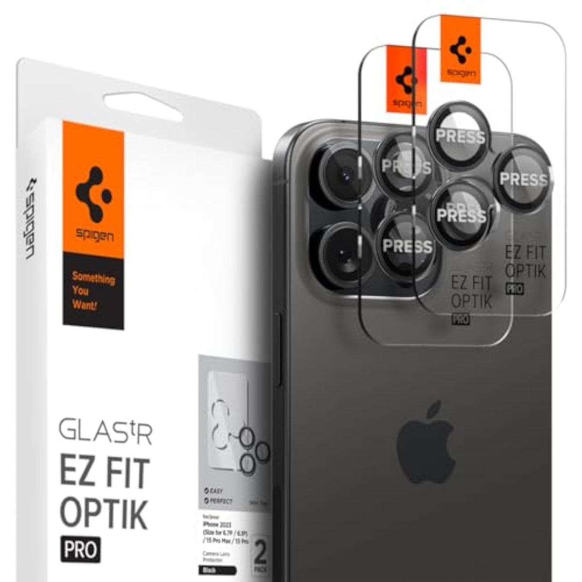 Spigen Camera Lens Screen Protector [GlasTR EZ Fit Optik Pro] Designed for iPhone 14 Pro Max/iPhone 14 Pro [Case Friendly] - Black [2 Pack]