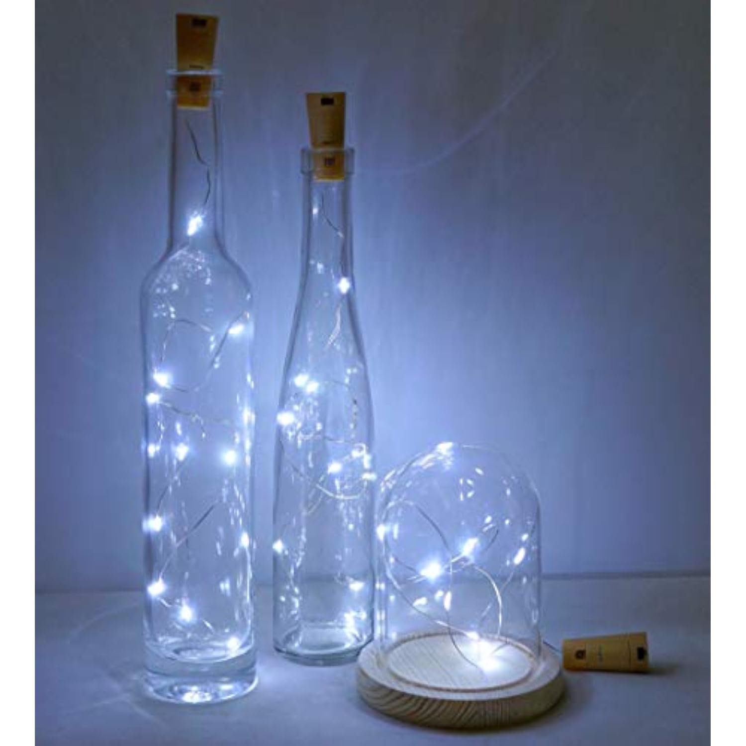 Wine Bottle Cork Lights, 20 Pack 20 Led Cool White Cork Shape Silver Copper Wire Led Starry Fairy Mini String Lights For