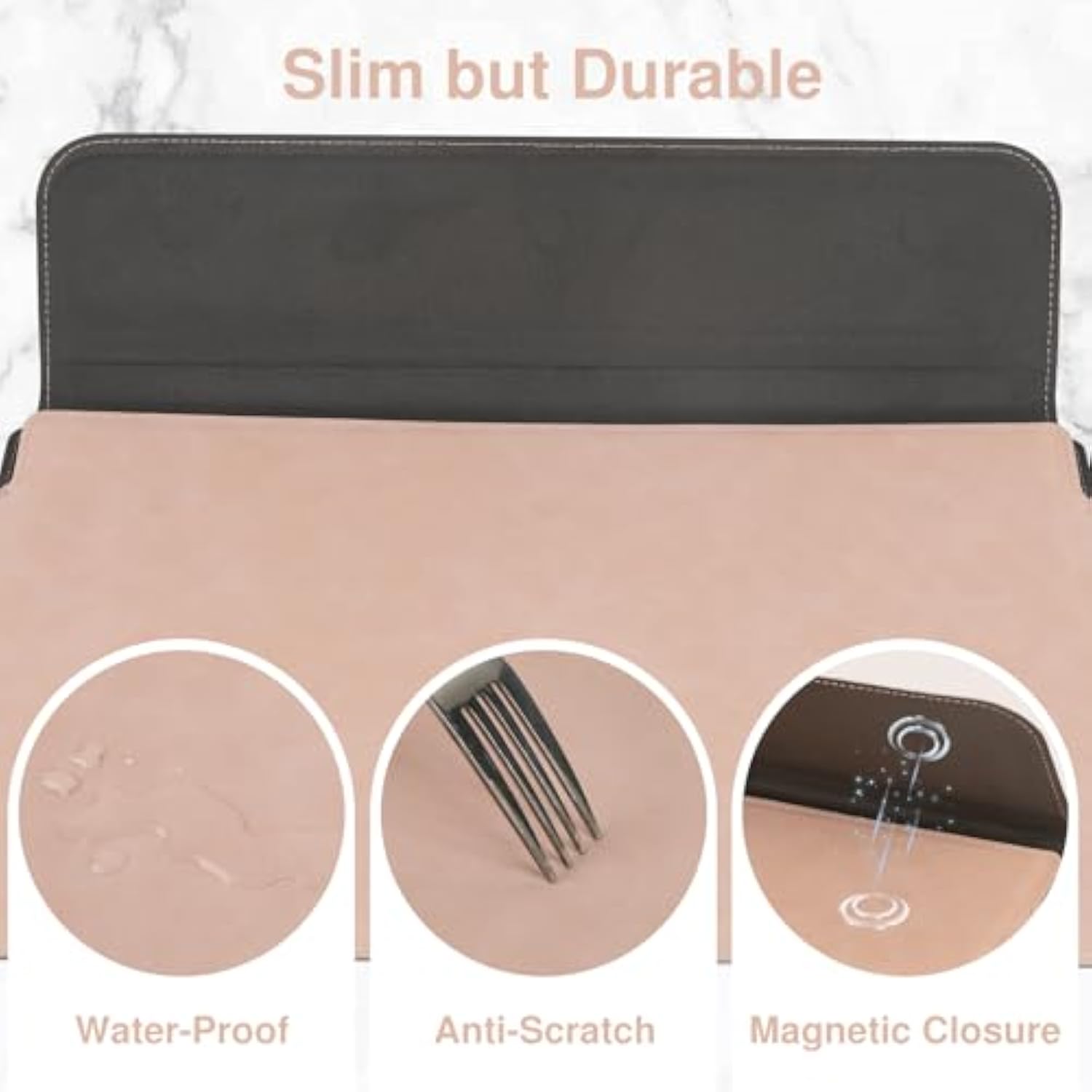13-14 Inch Laptop Sleeve With Stand For Macbook Air 13 2018-2024 (M2 A2681 M1 A2337)/ Macbook Pro 13 2016-2024 (M2 A2686 M1 A2338 A2251 A2289 A2159), Pu Leather Case With Pouch, Pale Pink