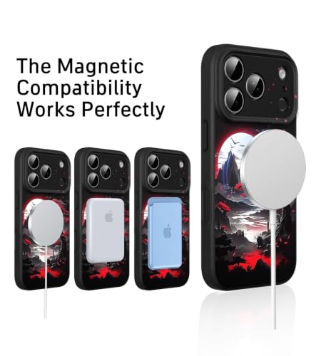 for 17 Pro Max Case Anime Compatible with Magsafe, Silicone Black Cute Japanese Anime Design Magnetic Shock Proof Heavy-Duty Protection Phone Case