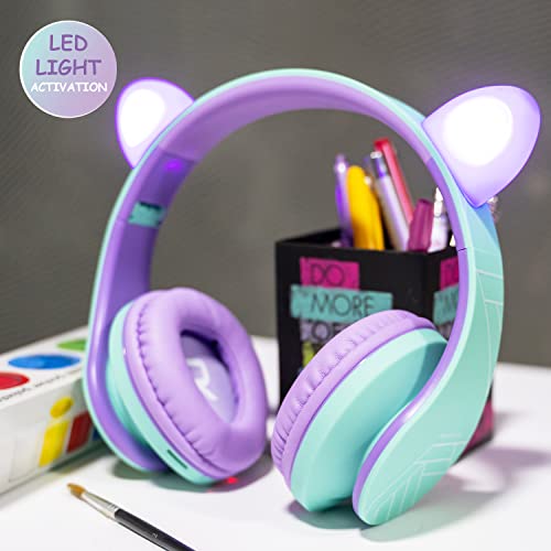 Kids Headphones Over-Ear, Bluetooth Wireless Headphones for Kids,with Microphone, Safe 85DB Volume Limited, Foldable with Carry Case, Audio Cable,